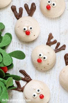 christmas treats made to look like snowmen with noses and antlers on their heads