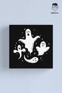 three ghost characters floating in the air canvas print