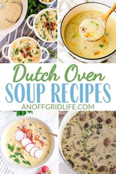 dutch oven soup recipe collage with text overlay