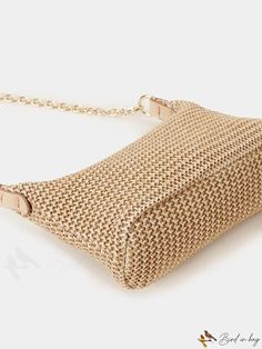 BirdinBag - Stylish Chain Woven Shoulder Bag - The Epitome of Fashion and Function Beige Rectangular Shoulder Bag With Chain Strap, Rectangular Bucket Bag With Chain Strap, Beige Square Bag With Chain Strap, Beige Shoulder Bag With Chain Strap, Beige Straw Bag With Chain Strap For Everyday Use, Beige Rectangular Satchel With Chain Strap, Beige Square Shoulder Bag With Chain Strap, Beige Travel Bag With Chain Strap, Travel Shoulder Bag With Chain Detail