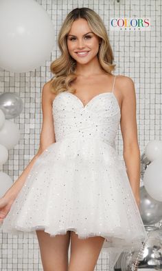 Short glitter mesh a-line homecoming baby doll dress with sweetheart neckline. Glitter Homecoming Dress, Colors Dress, A Line Cocktail Dress, Plastic Dress, Fabric Glitter, Short A, Semi Formal Dresses, A Line Shorts, Glitter Print