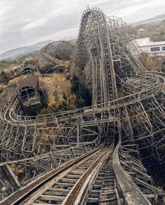 an aerial view of a roller coaster ride