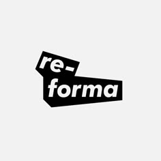 the logo for re - forma is shown in black and white on a gray background