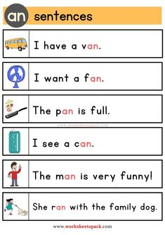 the sentence worksheet for children to learn how to read and understand words in english