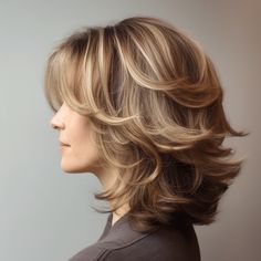 Does your hairdo need a changebut you’re unsure about going “too shortTry a marvelous medium-length style insteadMedium-length haircuts are ideal for women over 40 because they offer the more youthful appearance a Medium Length A Line Haircut With Layers, Chin Length Hair With Volume, Lots Of Layers Haircut Short, Blowout Layers Medium Length, Med Layered Haircuts Round Faces, Short Layers For Medium Length Hair, Medium To Short Layered Haircuts, Layered Flipped Hairstyles, Styling Medium Length Hair With Layers