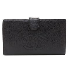 Chanel Black Caviar Leather Classic Wallet Black Caviar, Chanel Black, Leather, Black