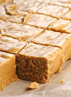 a piece of cake sitting on top of parchment paper