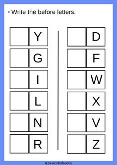 the alphabet worksheet with letters and numbers to be used in this workbook