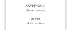 the roman numerals and arabic numbers are shown in this book, which is printed on