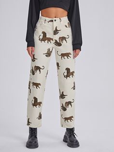 Stirrup Pants, Jeans Outfit Fall, Jaguar Print, Latest Jeans, The Leopard, Jeans Online, Shein Style