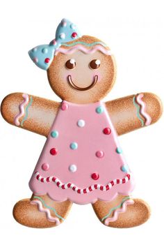 a cookie shaped like a girl in pink dress