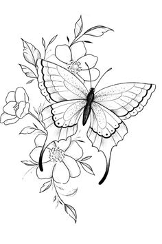 Borboletas para colorir Flowers Butterfly Drawing, Sketch Embroidery Designs Drawings, Butterfly Flowers Drawing, Embroidery Sketches Design Drawings, Flowers And Butterflies Drawing, Butterfly And Flowers Drawing, Butterfly With Flowers Drawing, Butterfly On Flower Drawing, Simple Embroidery Designs Drawings