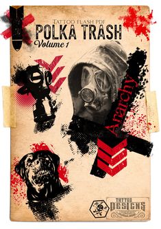 an old book cover with various images and words on it, including the title'polka trash volume 1 '