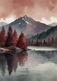 Immerse yourself in the serene beauty of this watercolor landscape art print, showcasing a tranquil lake surrounded by majestic mountains and evergreen trees. The soft, muted tones and reflections on the water create a calming atmosphere, perfect for bringing a touch of nature into any space. Ideal for nature lovers and art enthusiasts, this piece captures the peaceful essence of the wilderness. Each print is made with high-quality materials to ensure vibrant colors and durability. Available in multiple sizes, this art print is perfect for home decor, office spaces, or as a unique gift for any occasion. Beautiful Watercolor Paintings Nature, Watercolor Mountain Landscape, Lake Reflection, Building Images, Landscape Art Print, Landscape Watercolor, Calming Atmosphere, Majestic Mountains, Evergreen Trees