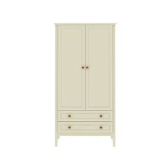 a white armoire with two drawers on the bottom and one drawer in the middle