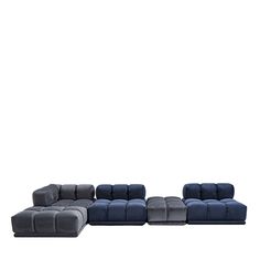 an image of a modern sofa set with blue and grey colors on the couches