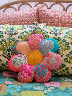 Whimsy Patchwork Pillow|Flower-view 1 Statement Pillow, Wal Art, Dorm Inspo, Inspire Me Home Decor, Patchwork Pillow, Pillows Flowers, Flower Pillow, Cute Room, Cute Room Decor