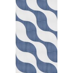 a blue and white tile with wavy lines