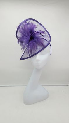 Elegant beautiful purple Fascinator! Classic style to go with a variety of outfits: bridesmaids,  cocktail party,  Kentucky Derby, Rehearsal dinner, Easter and church outfits.  Ones with hair clip and headband. Check our colors.  - Headband  - Ready to ship  - Lightweight - Free Shipping - Fast shipping - Customize by adding different color flowers and or feathers Check my store for styles and colors.  Hatsandpearls.etsy.com Reach out to me if you can't find what you are looking for.  I can make cake custom orders and help you style and match your outfit  Tag and share your pictures when you wear and style our hats.  Instagram: @hats_pearls Facebook: Hats Pearls Thank you for visiting and happy shopping! Chic Fitted Fascinator For Party, Chic Adjustable Fascinator For Party, Chic Mini Hat Headband For Party, Adjustable Mini Hats For Royal Ascot Party, Fitted Evening Hair Accessories For Kentucky Derby, Chic Fitted Headband For Parties, Chic Summer Evening Hair Accessories, Summer Evening Fascinator Headband, Fitted Fascinator For Royal Ascot Party