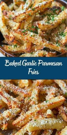 baked garlic parmesan fries in a bowl