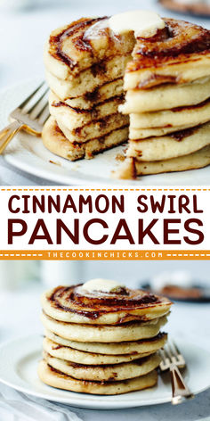 This homemade Cinnamon Swirl Pancakes is easy to prepare and perfectly suits for breakfast ideas for school morning. With only few ingredients, this pancake is ready in no time. Include this on the list of your back to school food ideas. You will not get tired of this tasty pancake recipe. Sweet Pancake Recipe Vanilla, Cinnamon Swirl Pancakes Recipe, Strawberry Cake Mix Pancakes, Filled Pancake Recipe, Fast And Easy Pancake Recipe, Easy Cinnamon Roll Pancakes, Sweet Breakfast Ideas For One, Pancake Recipes Homemade