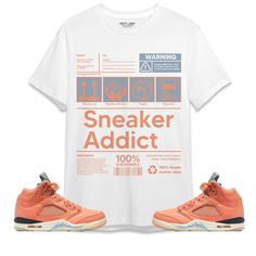 Sneaker Addict Unisex Shirt Match Jordan 5 DJ Khaled Crimson Bliss Made to match your sneakers! * SHOES NOT INCLUDED * Regular fit Runs true to size, make sure you have checked the following size chart before buying. We do not support Return/Refund if you choose the wrong type, wrong size. 100% cotton Tracking information included! The screen on your device (computers, phone, and tablet, etc.) may display different colors and saturations from the actual garment. Also, the item colors may not be Casual Pre-shrunk Athletic Fit T-shirt, Fitted Breathable T-shirt For Streetwear, Casual Sneakers With Graphic Print For Spring, Casual Sneakers With Letter Print For Streetwear, Casual Letter Print Sneakers For Streetwear, Casual Sneakers With Letter Print, Fitted Casual T-shirt For Light Sports, Sporty Cotton Sneakers With Logo Print, Casual Graphic Print Sneakers For Streetwear