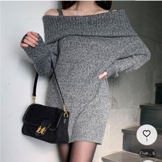 Brand New Never Worn Length: 70 Cm Casual Off-shoulder Mini Dress For Winter, Casual Off-shoulder Sweater Dress For Winter, Casual Off-shoulder Winter Sweater Dress, Off The Shoulder Knit, Mommy And Baby, Minimal Chic, Knit Mini Dress, Early Spring, Shoulder Sweater