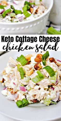 this keto cottage cheese chicken salad is so good and it's ready to be eaten