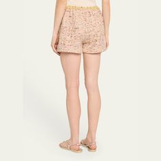 The Salting tweed shorts Drawstring waistband Side seam pockets Back patch pocket Relaxed legs Pull-on style  Linen Made in USA Tweed Shorts, Back Patch, Drawstring Shorts, Drawstring Waistband, Patch Pocket, Made In Usa, Tops Designs, Top Brands, Luxury Fashion