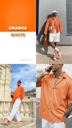 Mens Color Combinations Outfit, Outfit Color Combos Men, Best Color Combinations Outfits, Colourful Outfits Men, Orange Outfit Men, Orange Outfit Ideas, Guys Fashion Swag, Korean Street Fashion Men, Layering Techniques