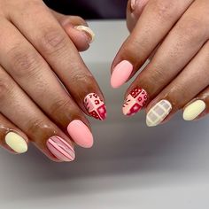 These nails feature a playful combination of pastel pink, cream, and red, with intricate floral and plaid designs that evoke the vibrant and carefree spirit of summer.  🌸Click on the image to shop our trending Korean Gel Polish this season.  🌸Credit: polishedbyjayy_ on Instagram 🌸summer nails, pastel nails, floral nails, plaid nails, Korean gel polish, trending nail designs, summer manicure, pastel pink nails, cream nails, red nail art, intricate nail designs, playful nails, vibrant summer nails, carefree nails, stylish nail art, nail trends 2024, Instagram nail art, seasonal nails, summer vibes nails. Summer Nails Pastel, Summer Vibes Nails, Nails Summer Vibes, Playful Nails, Vibrant Summer Nails, Korean Gel Polish, Nails Cream, Nails Plaid, Nails Vibrant