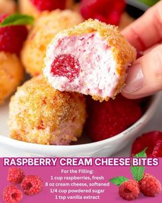 raspberry cream cheese bites in a white bowl