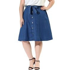 This denim midi skirt from our brand will become a versatile favorite in your assortment This chic skirt is an everyday wardrobe essential with a nostalgic feel. A perfect year-round silhouette that's just the right length. Made from non-stretch denim for a more feel, it's detailed with buttons down the front. Measurement (International inches) Size-------Waist Girth--------Total Length 1X----------36 5/8-----------------25 3/8 2X----------39 3/4-----------------25 3/4 3X---------43 1/4--------- Plus Size Mini Skirt, Midi Denim Skirt, Mesh Maxi Skirt, Long Jean Skirt, Chic Skirt, Midi Denim, Chic Skirts, Ladies Of London, Denim Midi Skirt