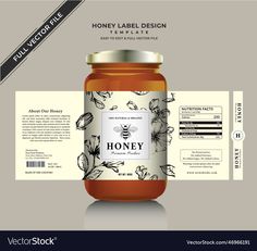 Honey label design bee glass jar sticker packaging vector image on VectorStock in 2024 | Honey label, Honey label design, Honey jar labels #Honey_Stickers_Jar_Labels #Honey_Jar_Design_Creative #Honey_Products_Packaging #Labels_For_Honey_Jars Honey Products Packaging, Honey Jar Design Creative, Bee Packaging Design, Glass Jar Label Design, Organic Honey Packaging, Honey Jar Labels Design, Honey Design Ideas, Honey Sticker Design, Honey Labels Design