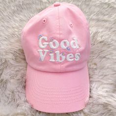 Excellent Condition Nwot “Good Vibes” Life Is Good Baseball Hat. If You See Something You Like Send Me An Offer! Prices Are Negotiable. I Do Have One Dog. Everything Will Be Washed And Lint Rolled Before Shipping. Not Responsible For Lost/Stolen/Damaged Items Once Shipped Out. No Returns So Please Ask Questions Before You Purchase. Fun Dad Hat With Visor, One Size Fits Most, Fun Visor Dad Hat, Fun Dad Hat With Visor, Fun Baseball Cap With Letter Print For Spring, Fun Letter Print Baseball Cap For Spring, Fun Spring Baseball Cap With Letter Print, Pink Dad Hat For Streetwear In Spring, Trendy Pink Cotton Snapback Hat, Spring Pink Dad Hat For Streetwear