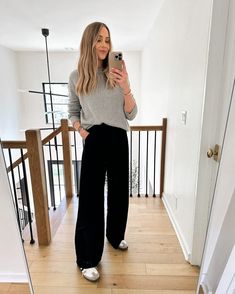 Sneakers And Trousers Outfit, Black Trouser Outfit