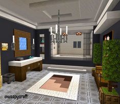 a large bathroom with a sink, toilet and bathtub in the middle of it