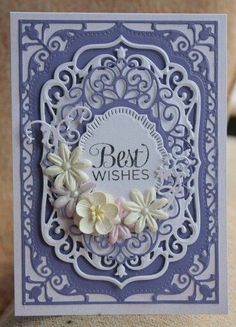 a close up of a card with flowers on it