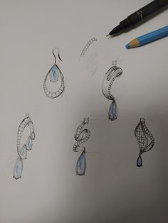 J Bali Earring, Drawing Gouache, Real Diamond Earrings, Manual Design, Diamond Jewelry Earrings, Fashionable Saree Blouse Designs