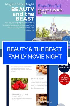 the beauty and the beast family movie night flyer