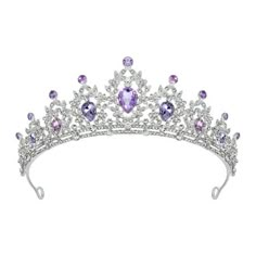 SWEETV Jeweled Tiaras and Crowns for Women, Red Crystal Queen Crown, Black Wedding Tiara for Bride, Metal Birthday Quinceanera Pageant Prom Headpieces,Delilah Color: Purple. Purple Tiara, Metal Birthday, Metal Hair Accessories, Pinterest Wardrobe, Crystal Wedding Tiaras, Purple Crown, Purple Princess, Rhinestone Headpiece, Crown For Women