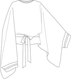 a drawing of a top with tied up sleeves