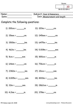 the worksheet for comparing numbers and measurements