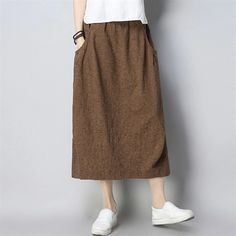 Lovely Longer Wrap Skirt for Ladies Baggy Solid Skirt For Fall, Non-stretch Brown Skirt With Pockets, Casual Midi Skirt For Fall, Casual Solid Color Midi Pencil Skirt, Casual Fall Midi Skirt, Casual Knee-length Pencil Skirt With Pockets, Casual Solid Color Pencil Skirt For Spring, Casual Knee-length Solid Color Pencil Skirt, Casual Solid Color Knee-length Pencil Skirt