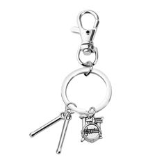 a keychain with two keys attached to it