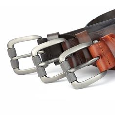 Put a stylish spin on your ensemble with the Effentii Vintage Men's Leather Belt! This premium accessory features classic leather construction, perfect for adding an air of sophistication to any outfit. With its timeless look and signature quality, this belt makes for a unique and eye-catching addition to your wardrobe. Get ready to make an impression! Finely crafted with quality leather, and care in every detail - this belt looks amazing paired with jeans or khakis, and is the perfect addition Strap Jeans, Casual Leather Belt, Belt Top, Buckles Fashion, Belt For Men, Navy And Khaki, Tan Top, Casual Belt, Leather Belts Men