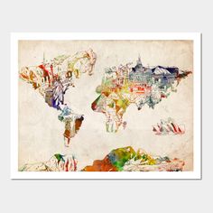 the world map is made up of colorful images