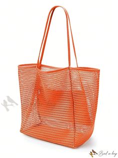 Bird in Bag - Womens Foldable Casual Tote Bag - Maximum 23 Shoulder Handbag for Beach and Picnic Lightweight Summer Shopping Bags, Orange Beach Bag With Large Capacity For Shopping, Trendy Orange Rectangular Beach Bag, Orange Rectangular Beach Bag For Summer, Large Capacity Orange Bag For Summer, Large Capacity Orange Summer Bag, Orange Tote Beach Bag For Shopping, Packable Beach Bag For Summer Shopping, Orange Rectangular Beach Bag For Shopping