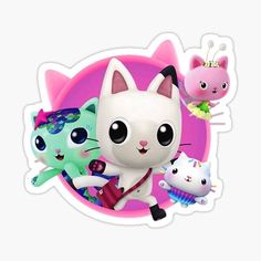 an animal sticker with three cats and two kittens on it's back