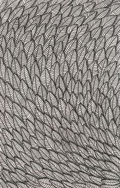 an artistic drawing of leaves in black and white